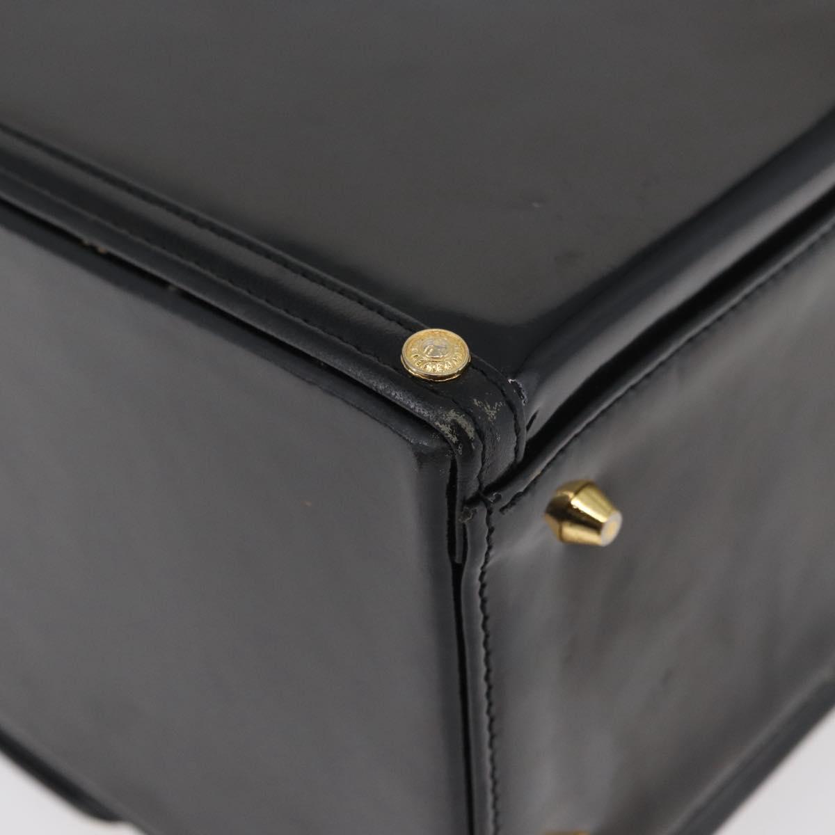 Gianni Versace Hand Bag Patent Leather Black Gold Auth BA13187