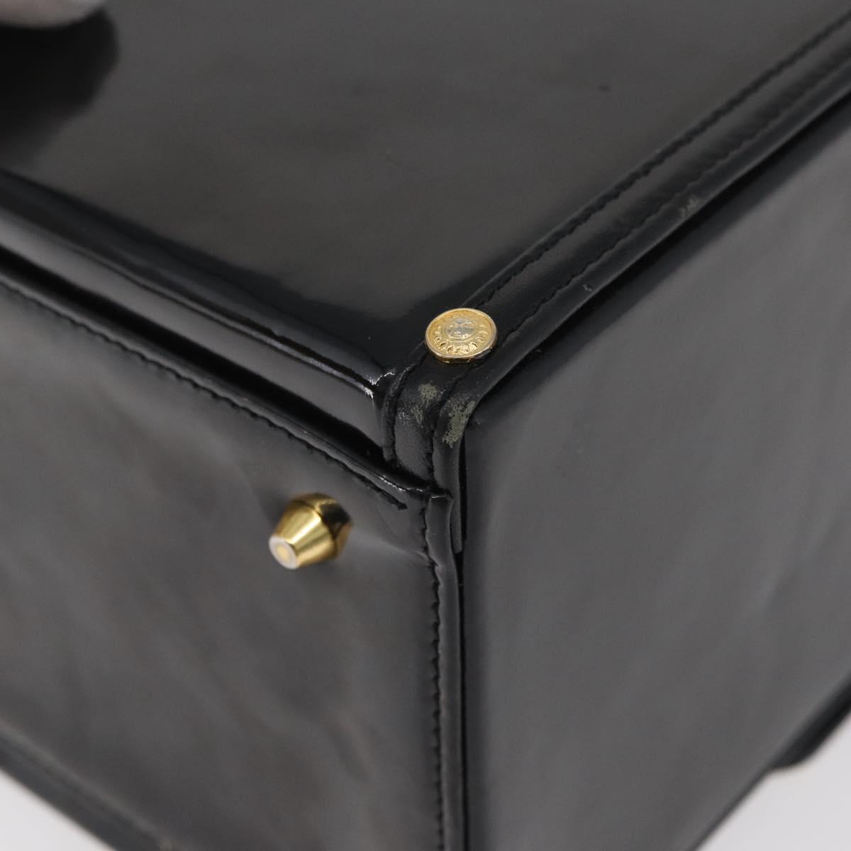 Gianni Versace Hand Bag Patent Leather Black Gold Auth BA13187