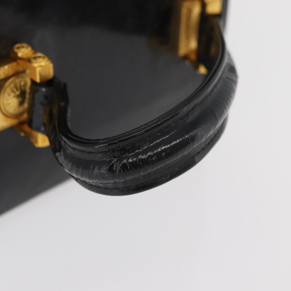 Gianni Versace Hand Bag Patent Leather Black Gold Auth BA13187