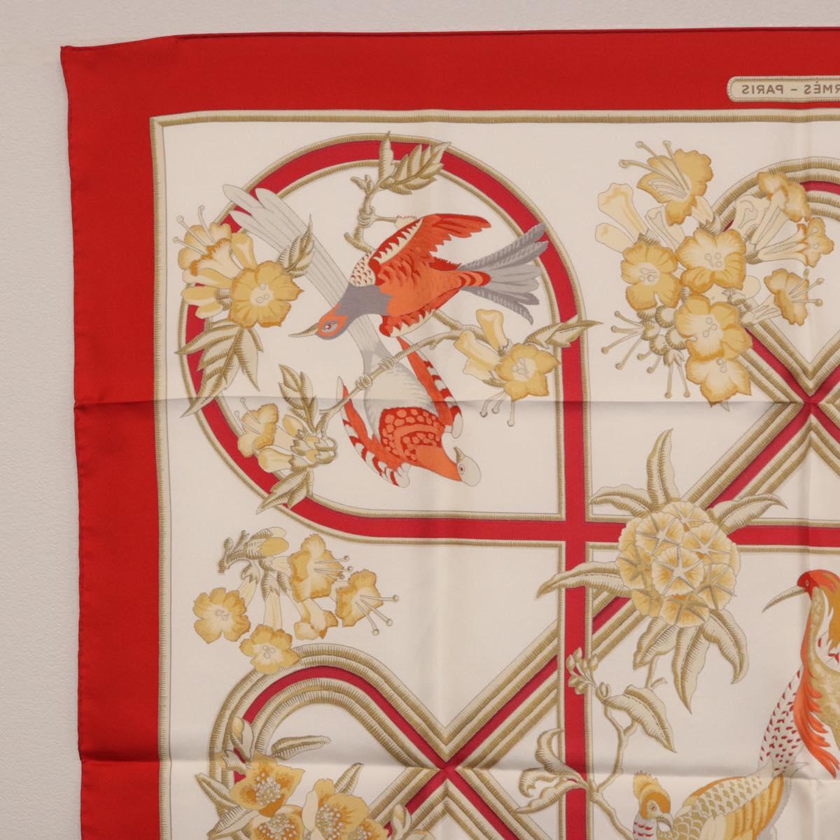 HERMES Carre 90 Scarf ""Caraibes"" Silk Red Auth BA13189M