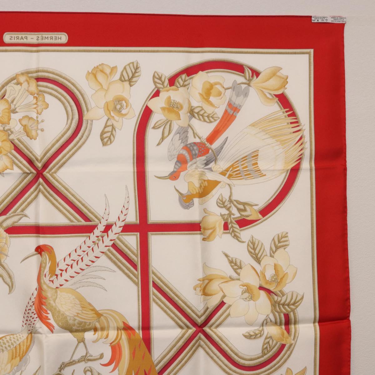 HERMES Carre 90 Scarf ""Caraibes"" Silk Red Auth BA13189M