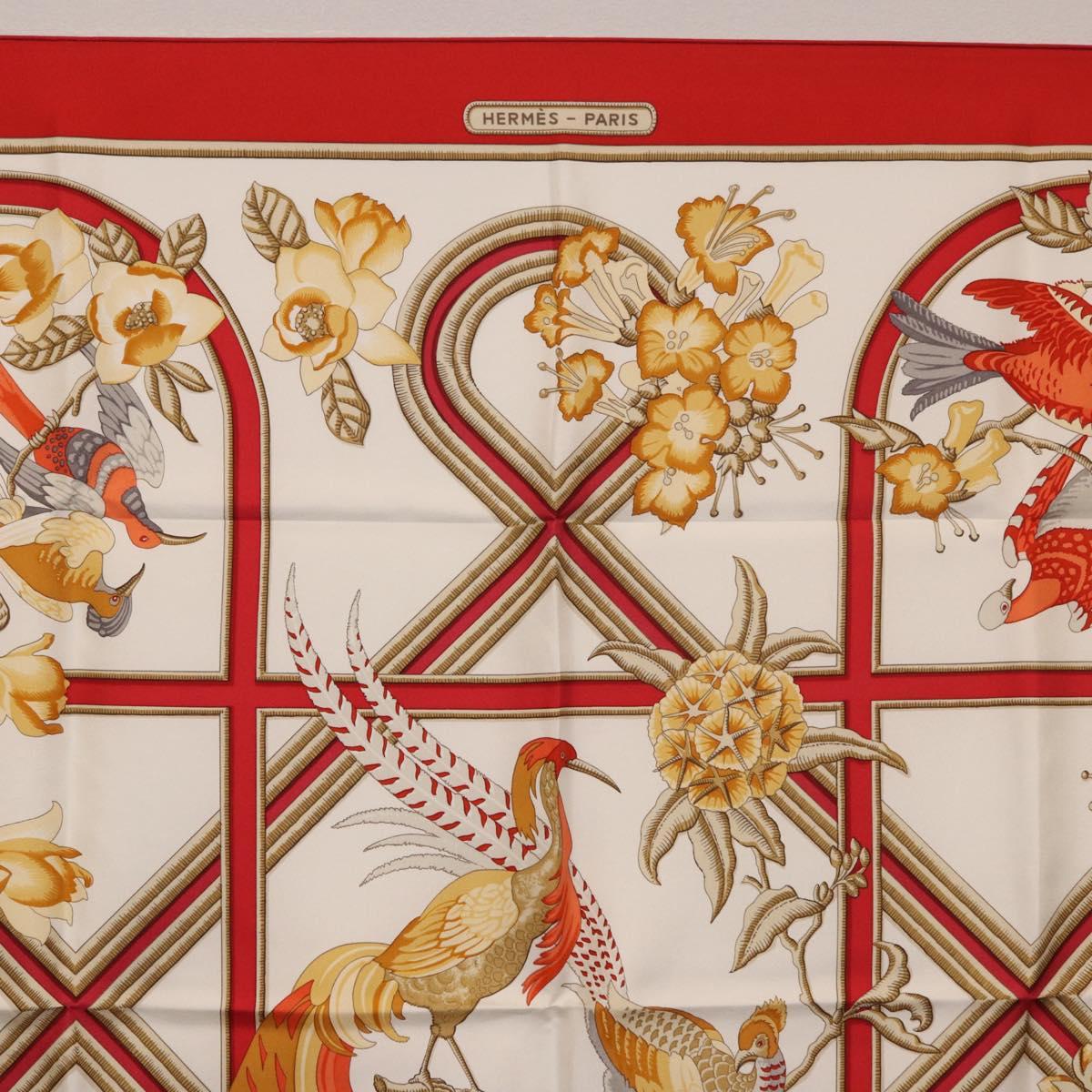 HERMES Carre 90 Scarf ""Caraibes"" Silk Red Auth BA13189M