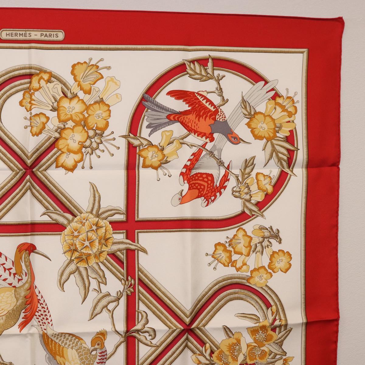 HERMES Carre 90 Scarf ""Caraibes"" Silk Red Auth BA13189M