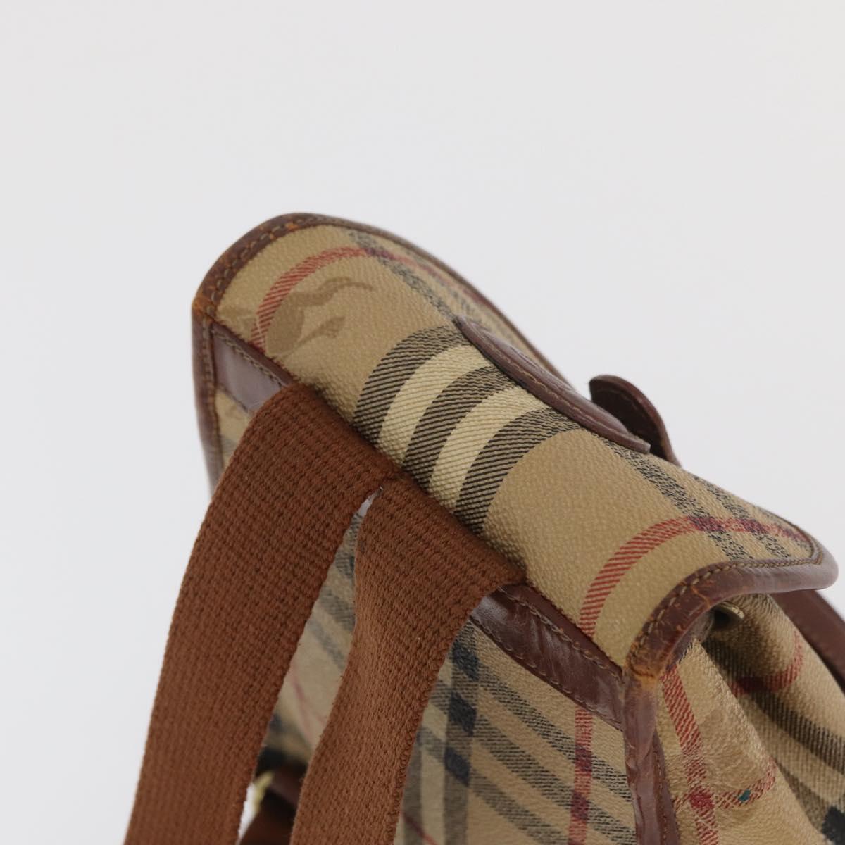 Burberrys Nova Check Backpack PVC Beige Gold Auth BA13204