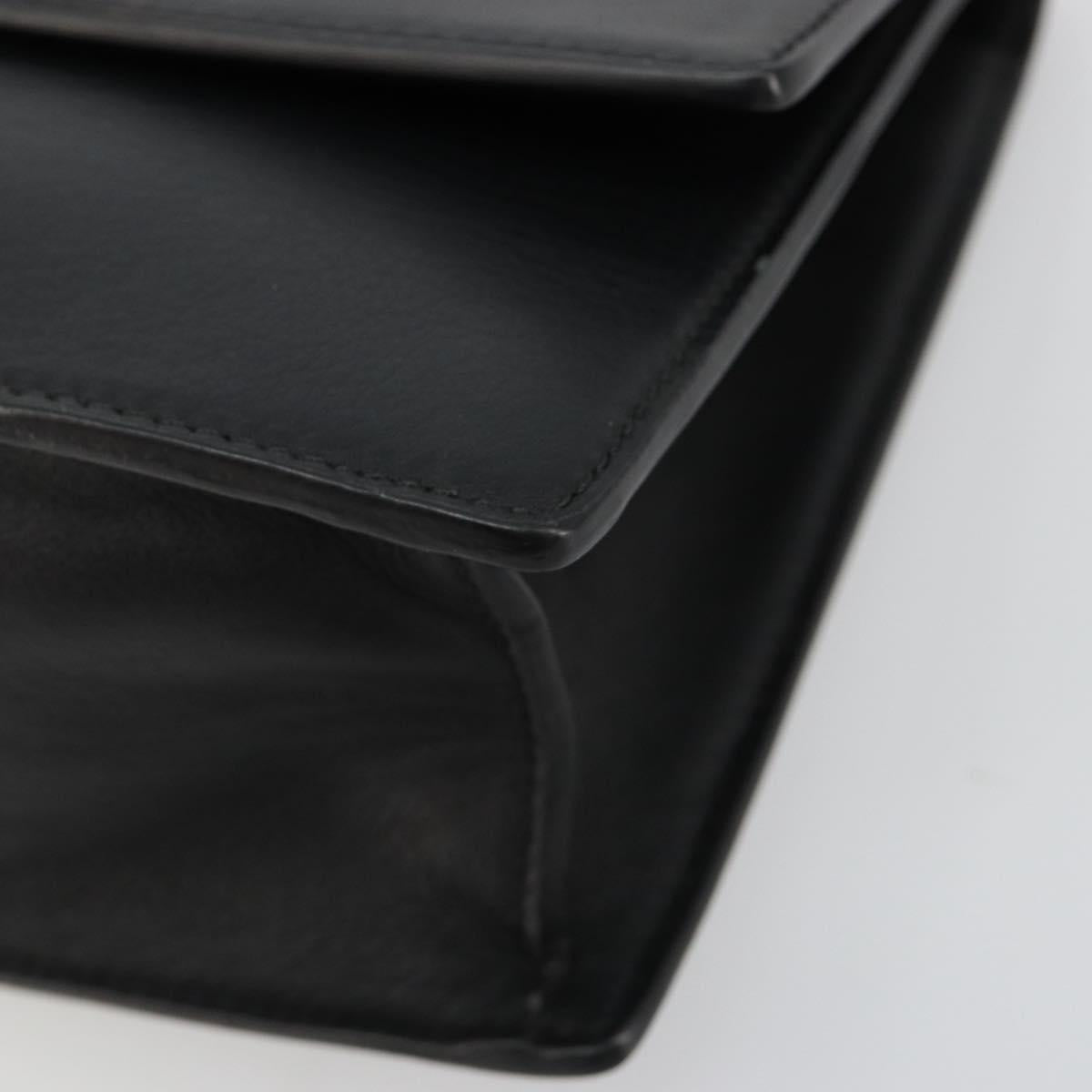 VERSACE Chain Shoulder Bag Leather Black Gold Auth BA13207