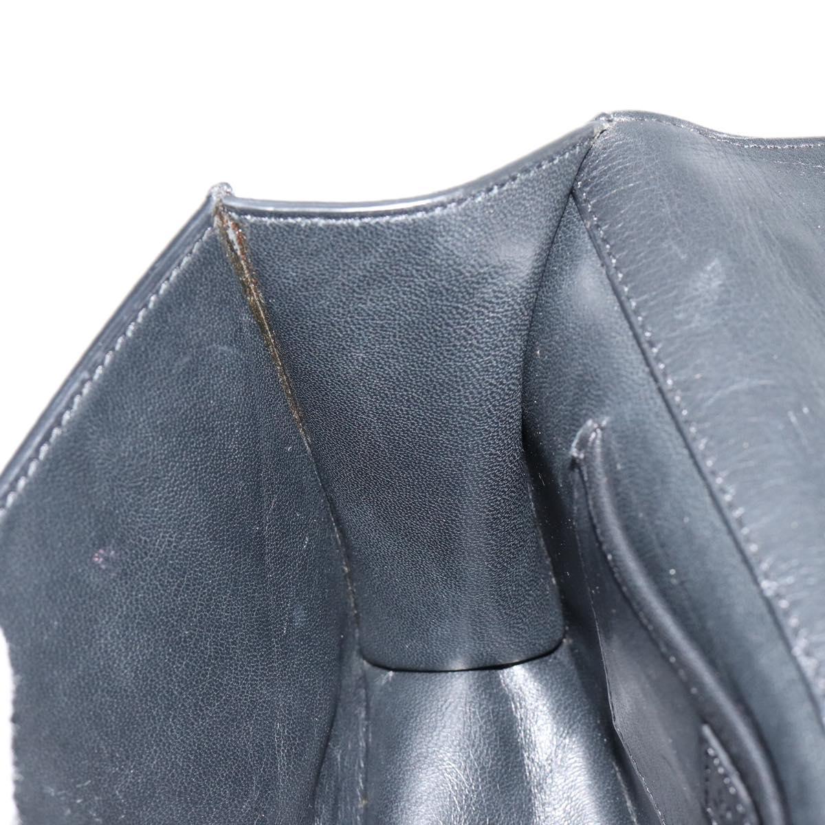 VERSACE Chain Shoulder Bag Leather Black Gold Auth BA13207