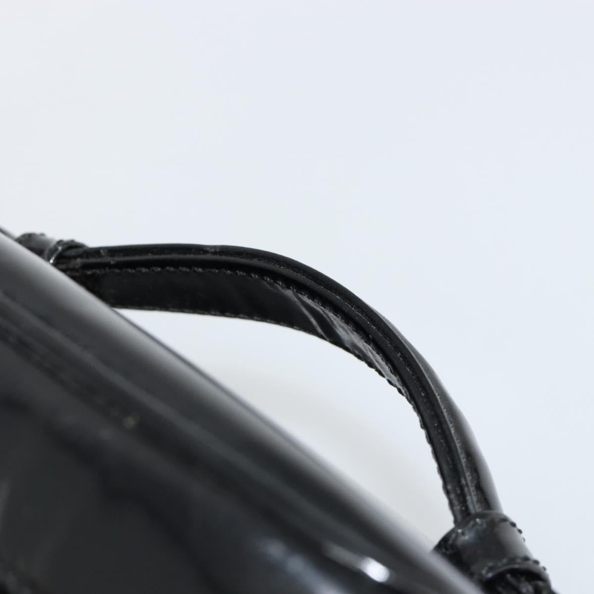 CHANEL Vanity Hand Bag Patent leather Black Gold CC Auth BA13209