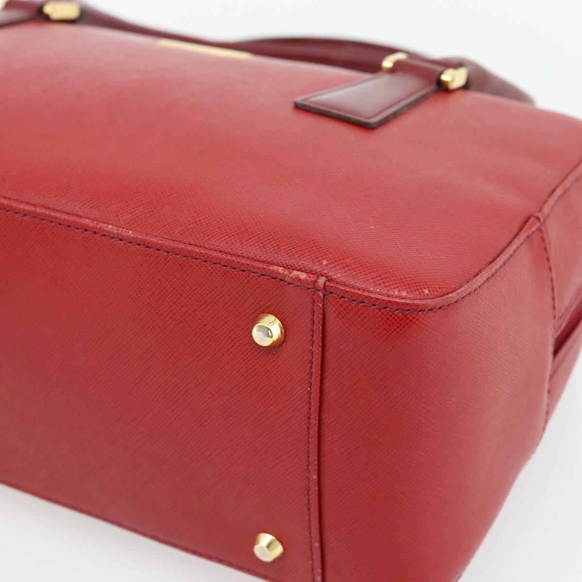 BURBERRY Hand Bag Leather Red Gold Auth BA13211