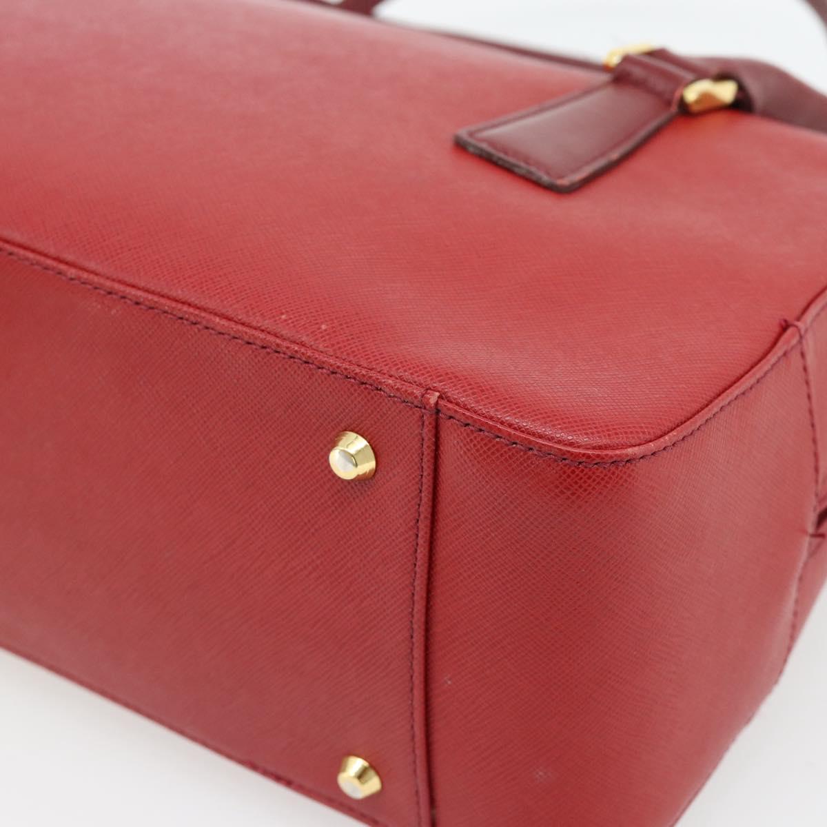 BURBERRY Hand Bag Leather Red Gold Auth BA13211