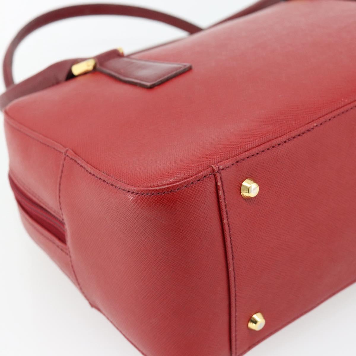BURBERRY Hand Bag Leather Red Gold Auth BA13211
