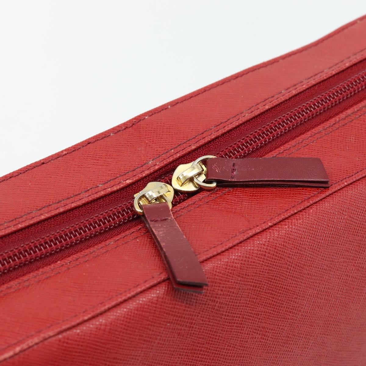 BURBERRY Hand Bag Leather Red Gold Auth BA13211