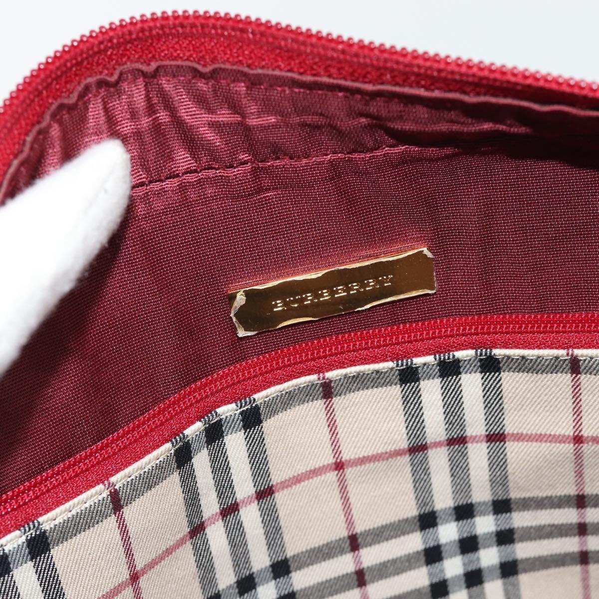 BURBERRY Hand Bag Leather Red Gold Auth BA13211