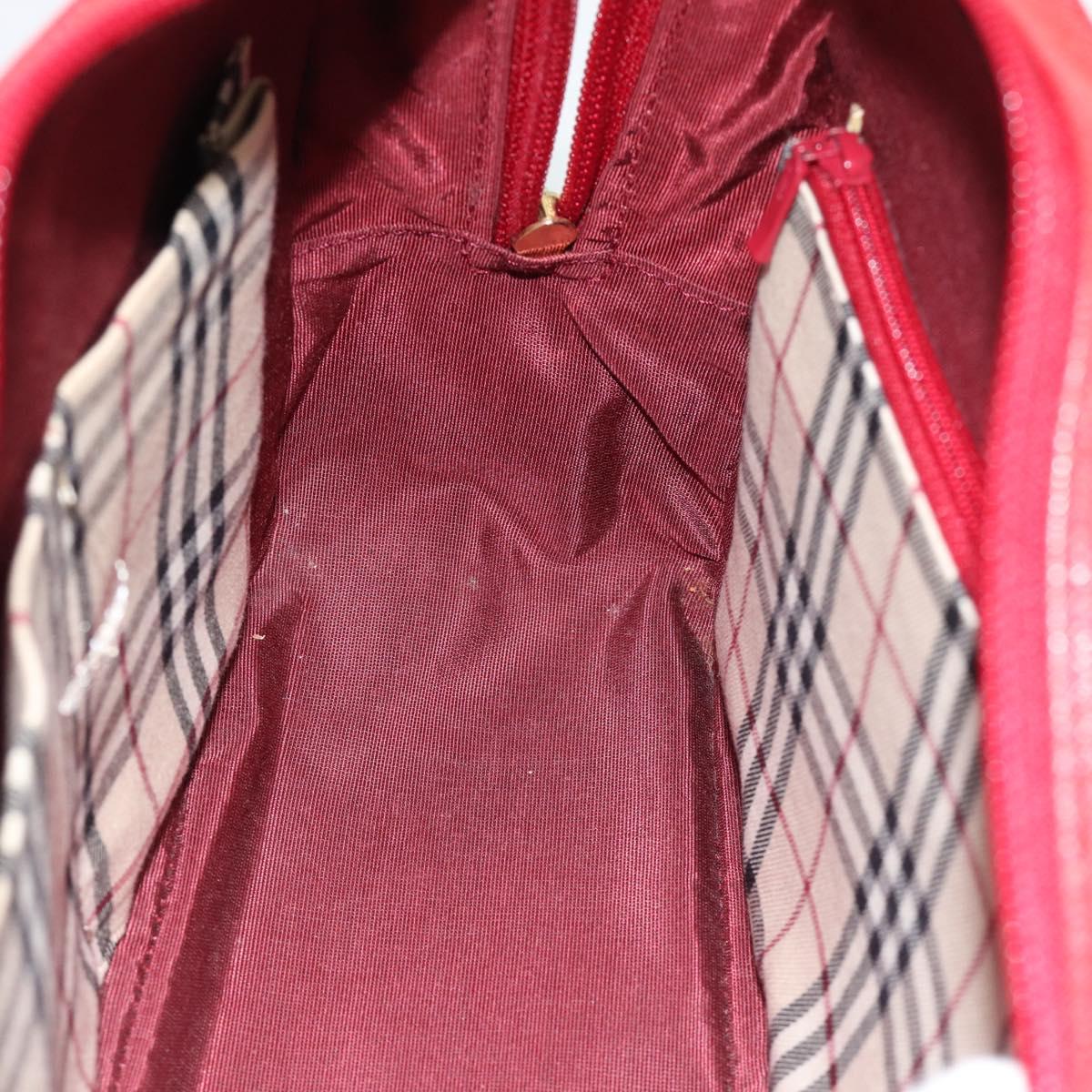 BURBERRY Hand Bag Leather Red Gold Auth BA13211