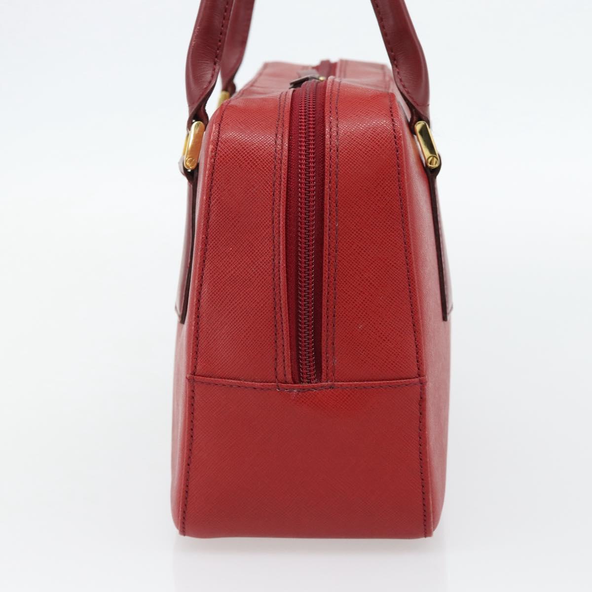 BURBERRY Hand Bag Leather Red Gold Auth BA13211