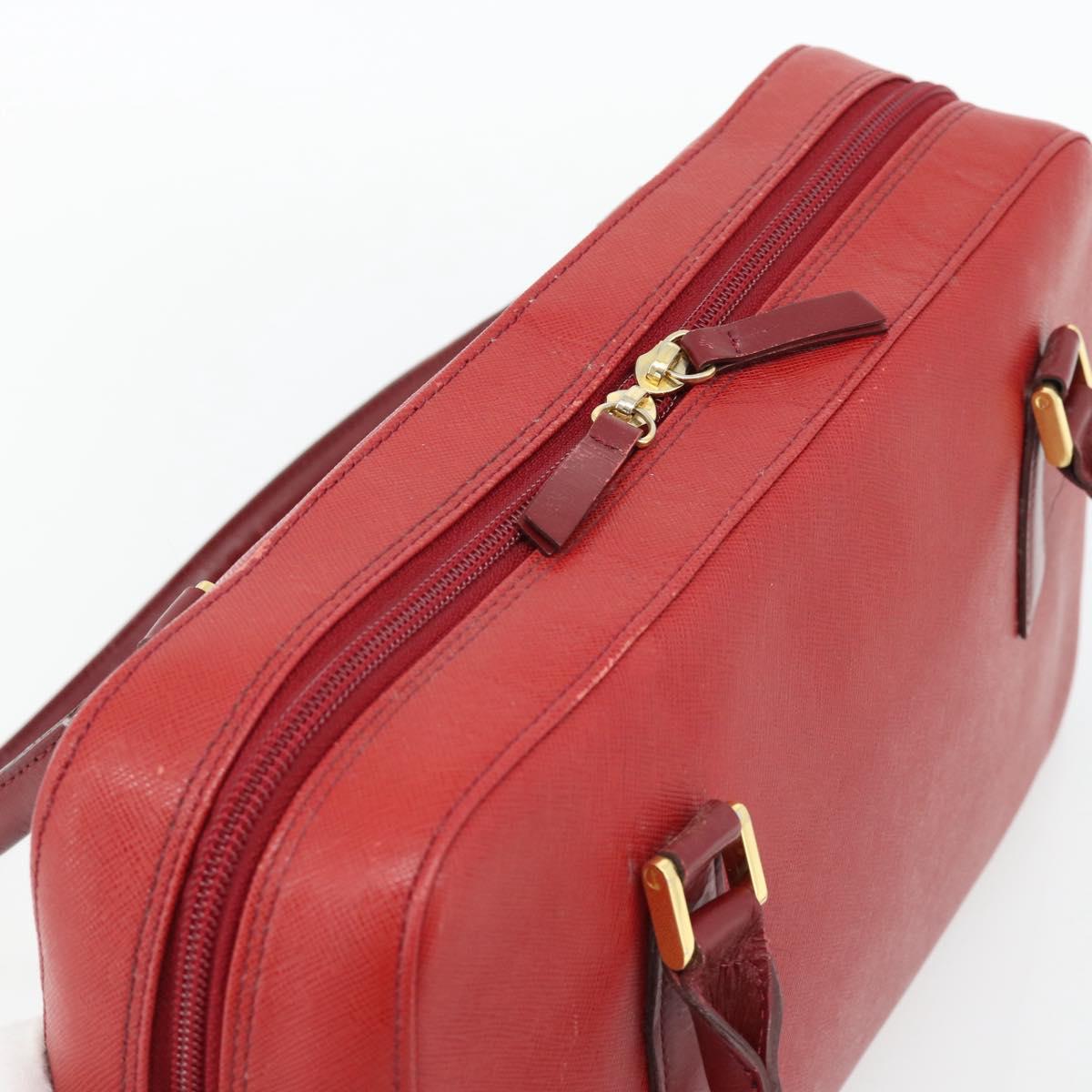 BURBERRY Hand Bag Leather Red Gold Auth BA13211