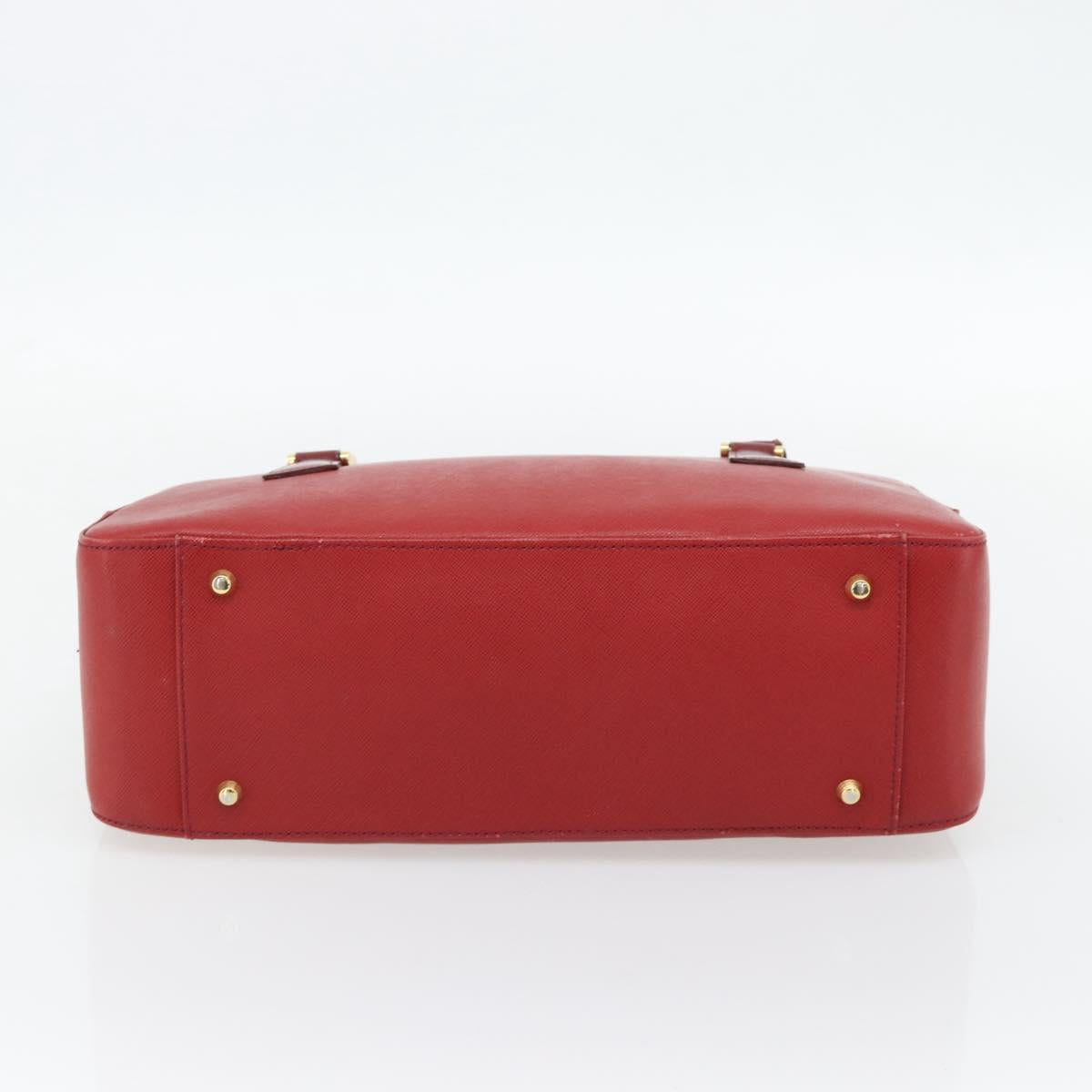 BURBERRY Hand Bag Leather Red Gold Auth BA13211