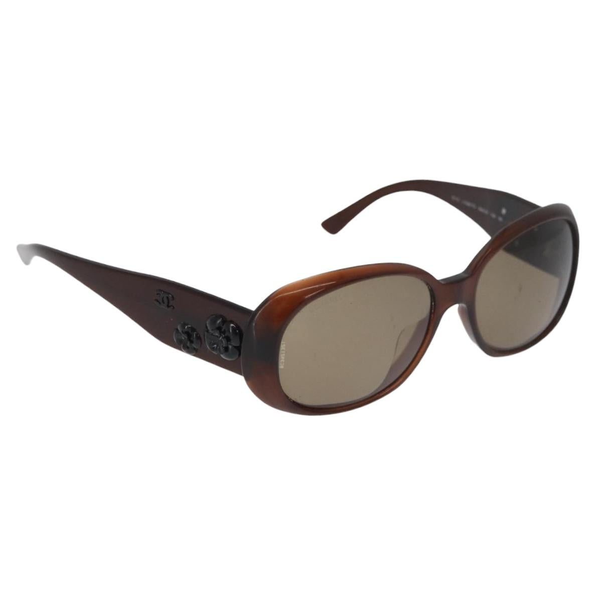 CHANEL Sunglasses plastic Brown CC Auth BA13212