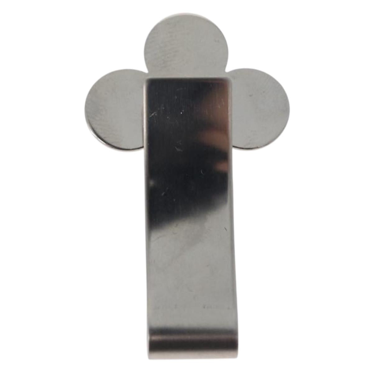 LOUIS VUITTON Money Clip metal Silver LV Auth BA13246