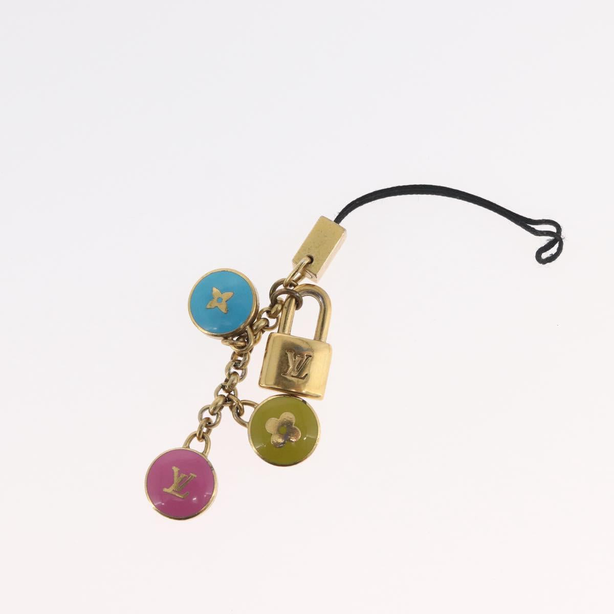 LOUIS VUITTON Monogram Charm metal 2 Set Gold LV Auth BA13247