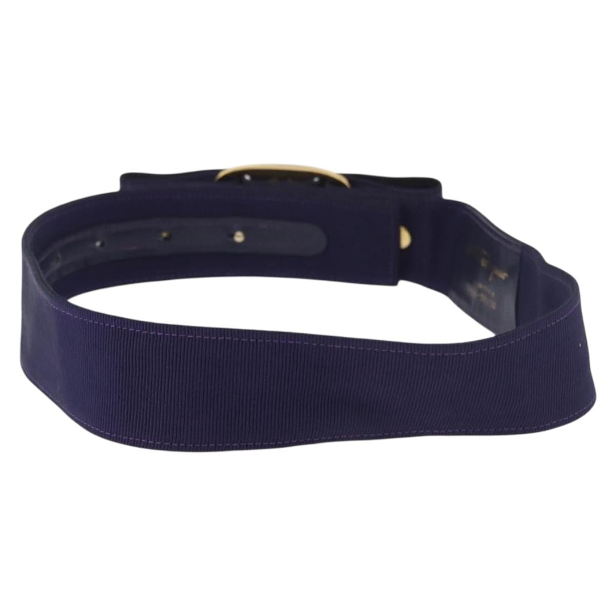 Salvatore Ferragamo Vara Ribbon Belt Canvas 29.5"" Purple Gold Auth BA13266