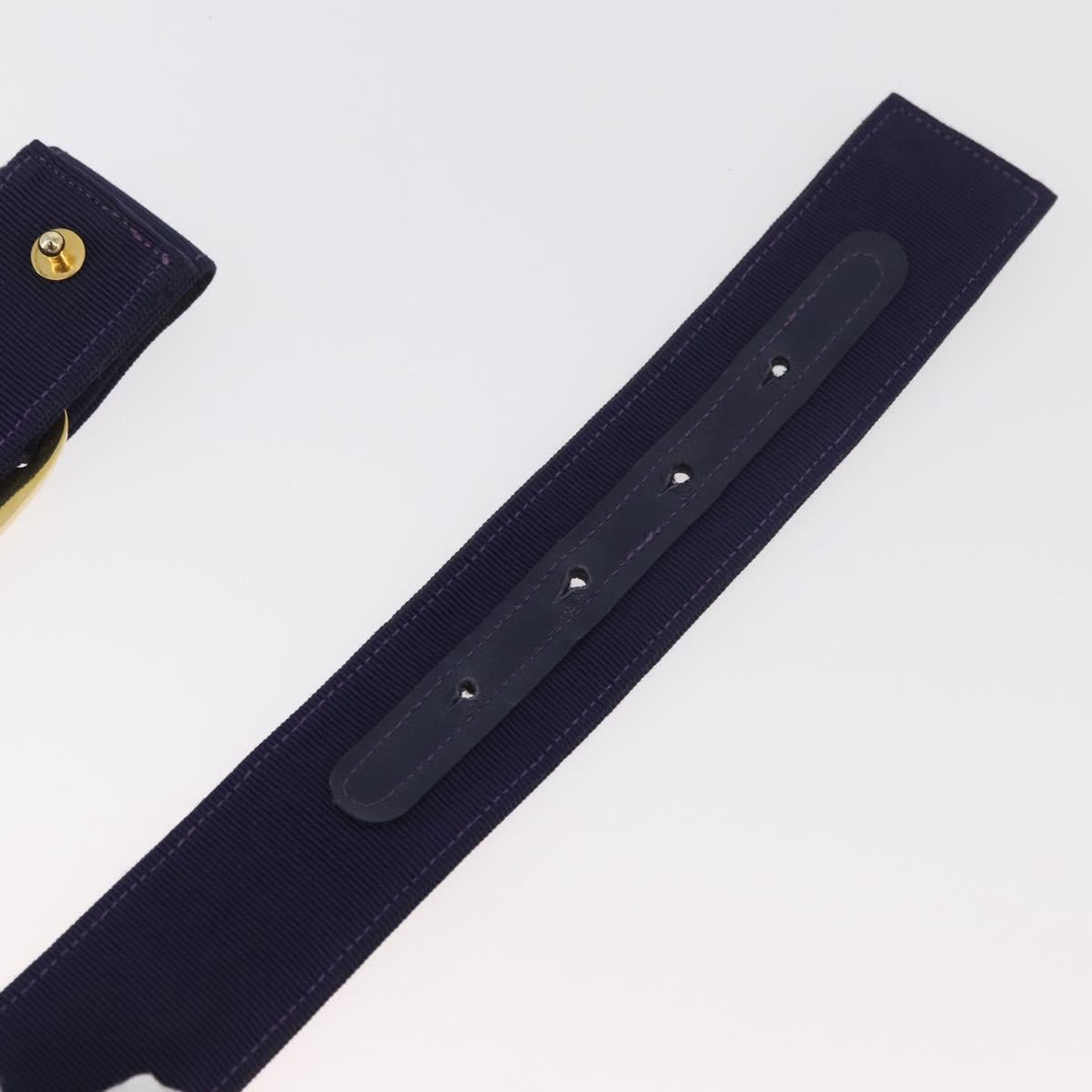 Salvatore Ferragamo Vara Ribbon Belt Canvas 29.5"" Purple Gold Auth BA13266