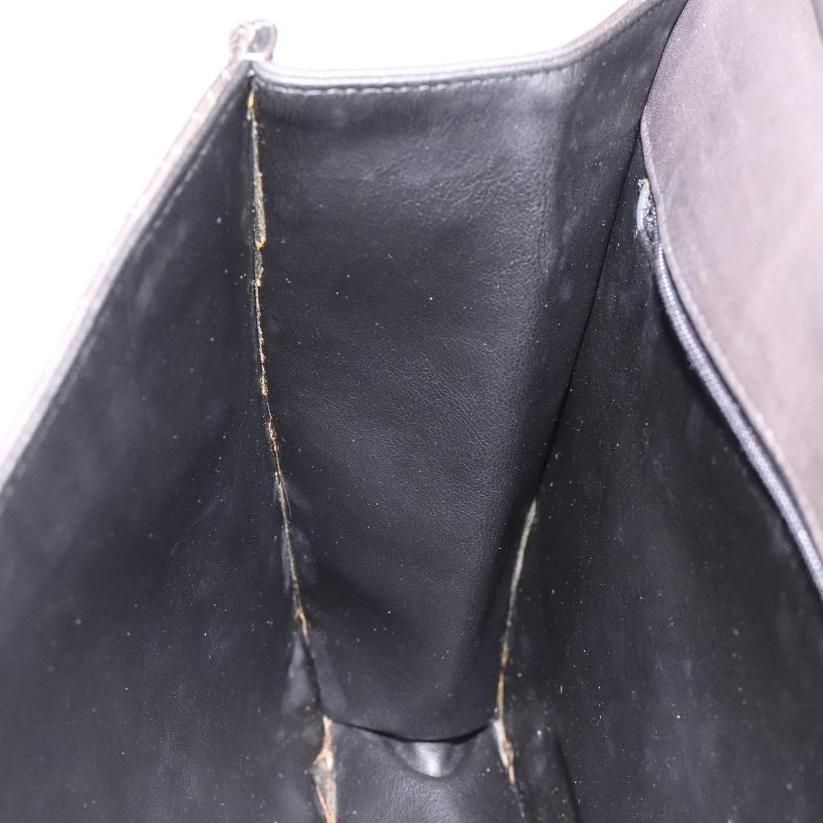 BALLY Quilted Hand Bag Leather Gray Gold Auth BA1327