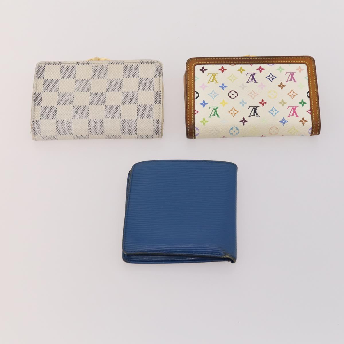 LOUIS VUITTON Bulgari Damier Vernis Epi Wallet PVC 7 Set White Blue Auth BA13273