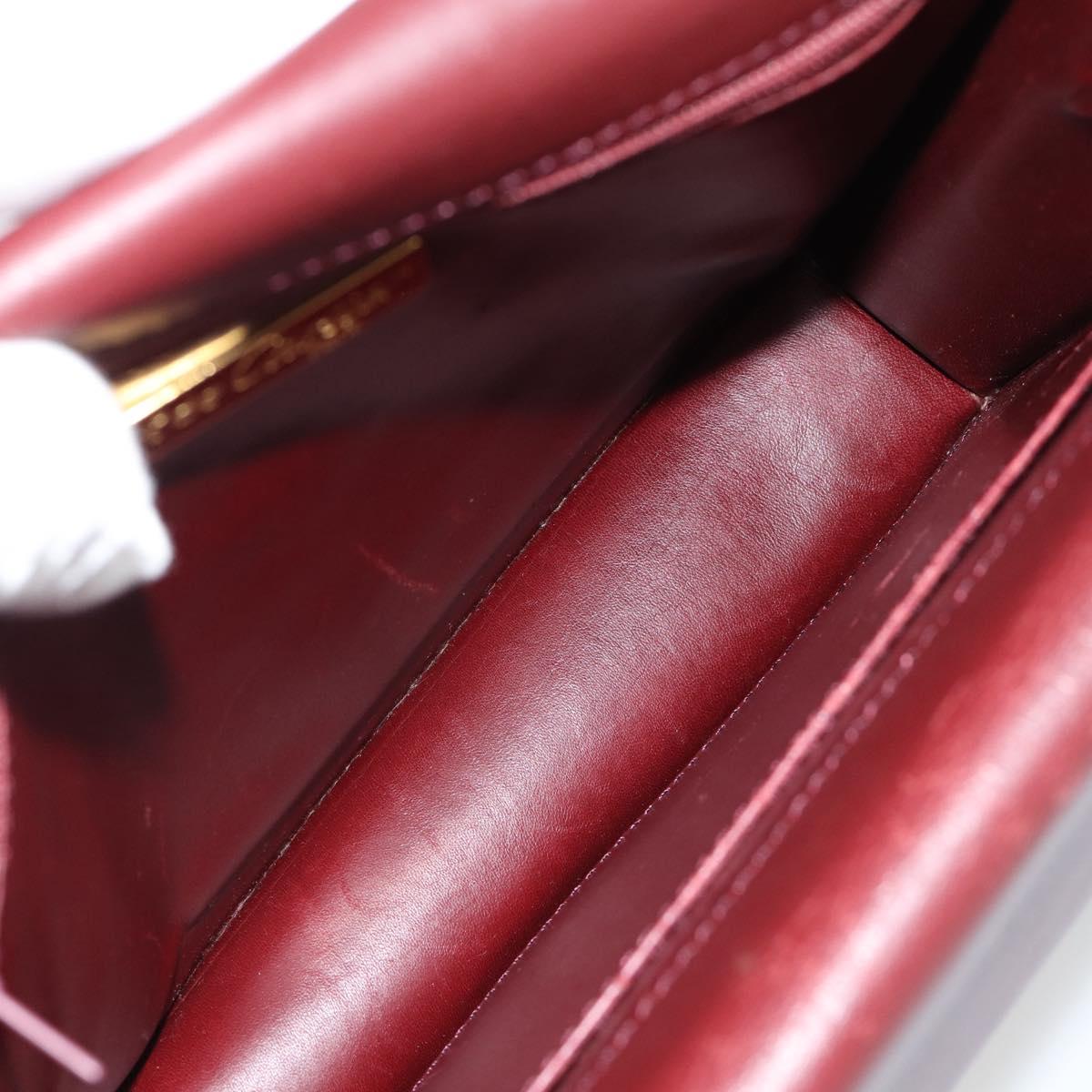 CARTIER Must Line Shoulder Bag Leather Bordeaux Gold Auth BA13274