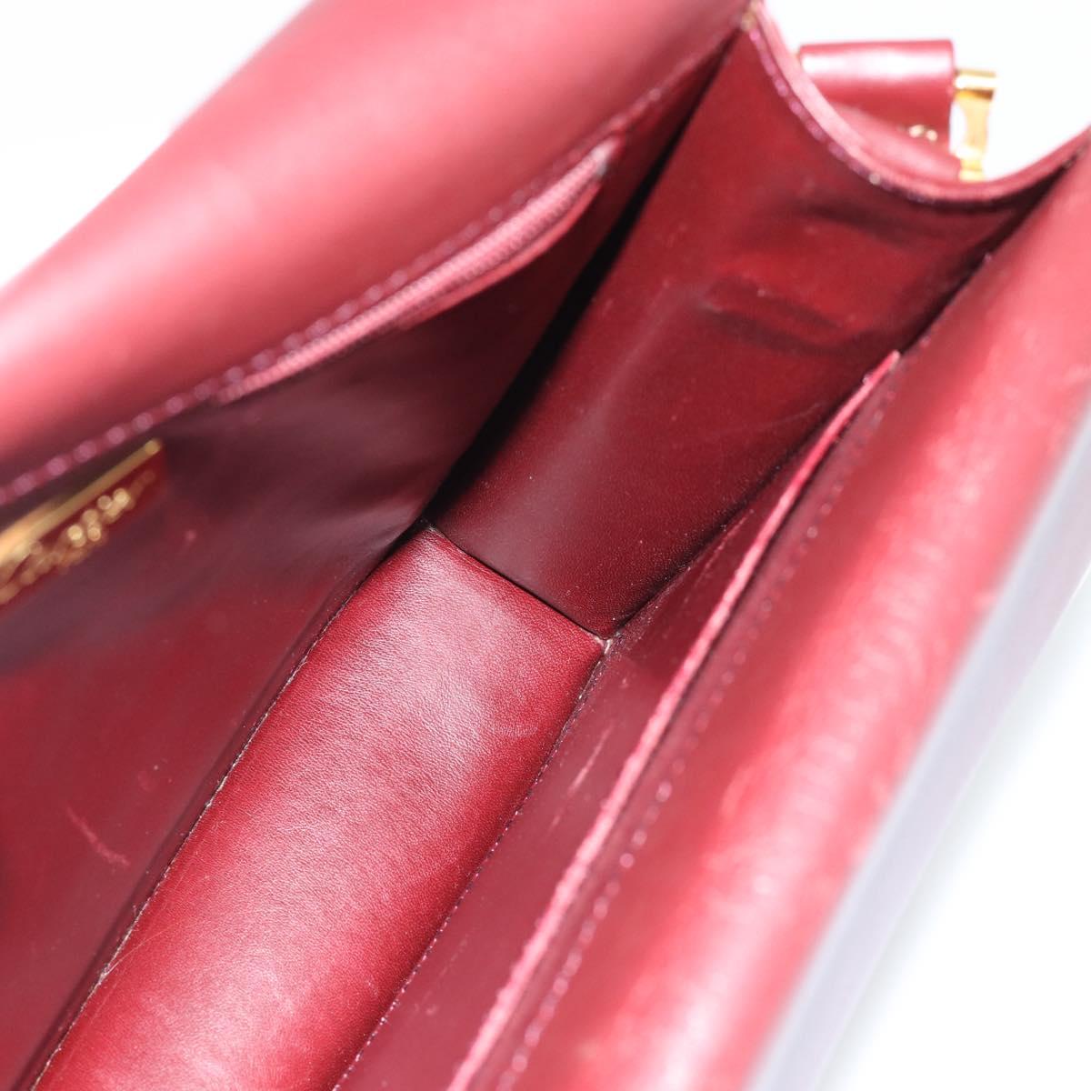 CARTIER Must Line Shoulder Bag Leather Bordeaux Gold Auth BA13274