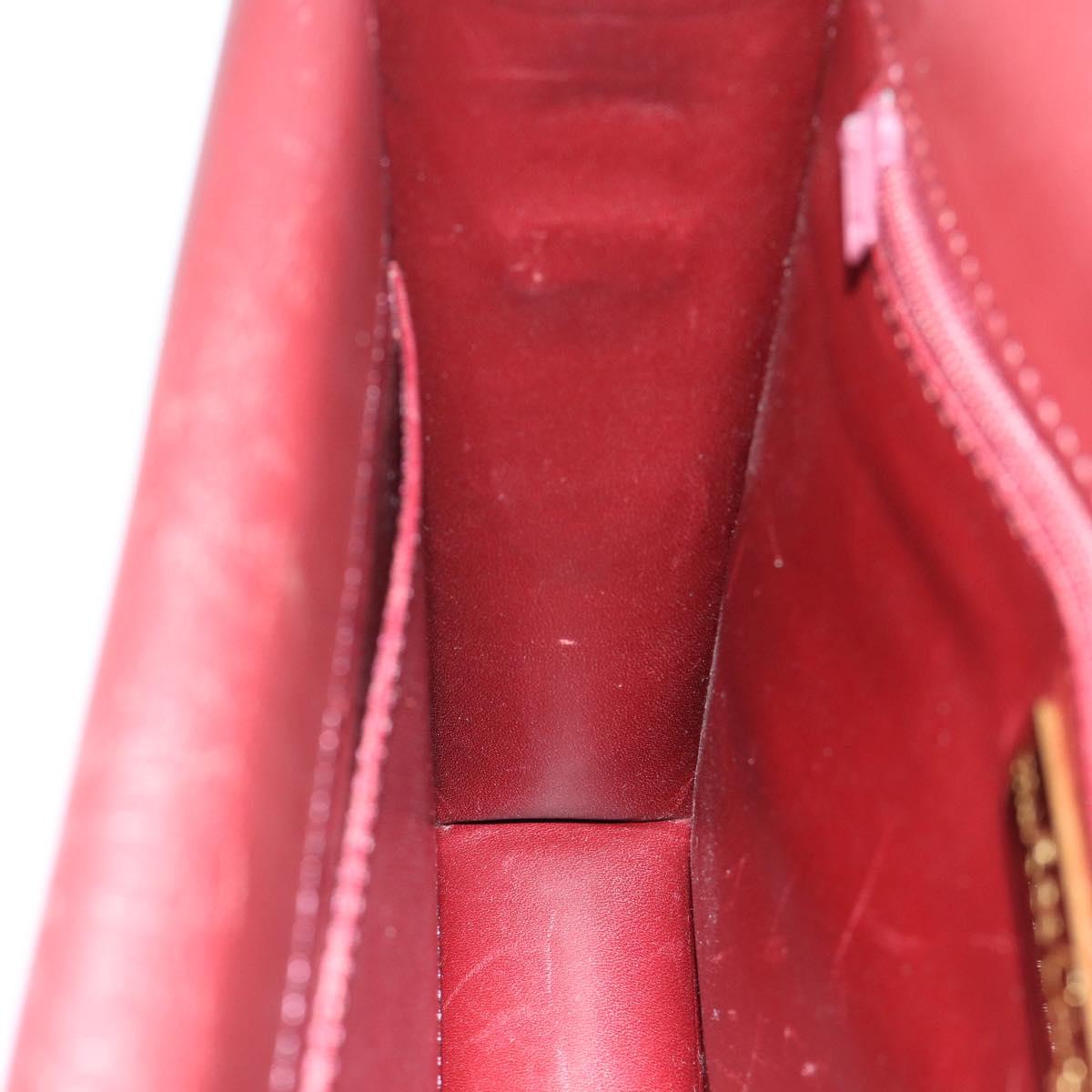 CARTIER Must Line Shoulder Bag Leather Bordeaux Gold Auth BA13274