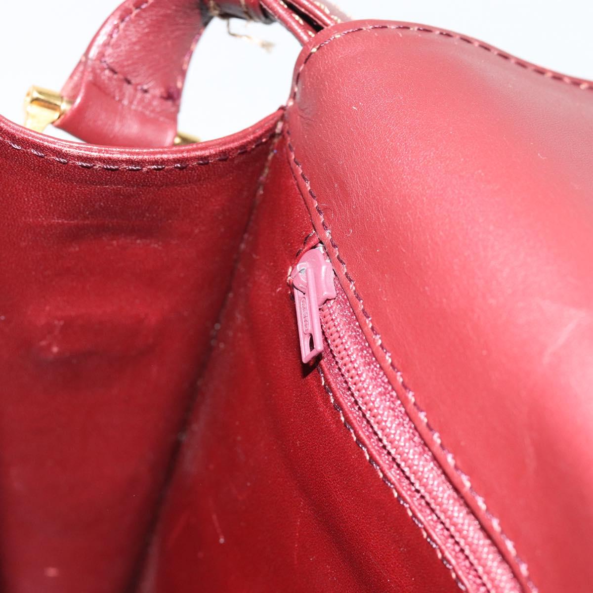 CARTIER Must Line Shoulder Bag Leather Bordeaux Gold Auth BA13274