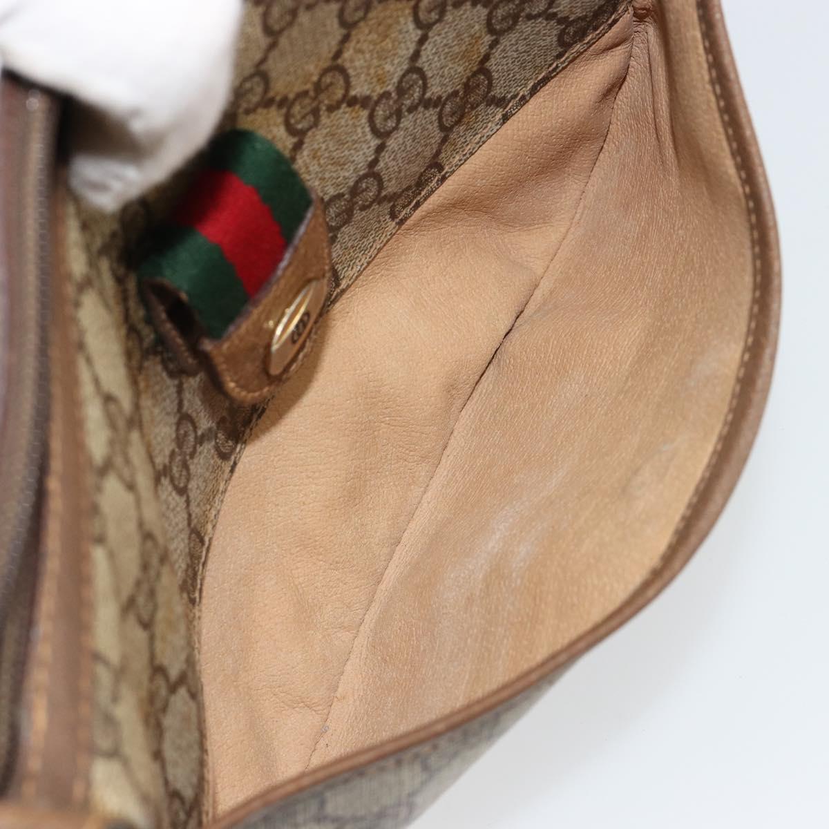 GUCCI GG Supreme Web Sherry Line Bag PVC Beige Gold 56 02 032 Auth BA13275