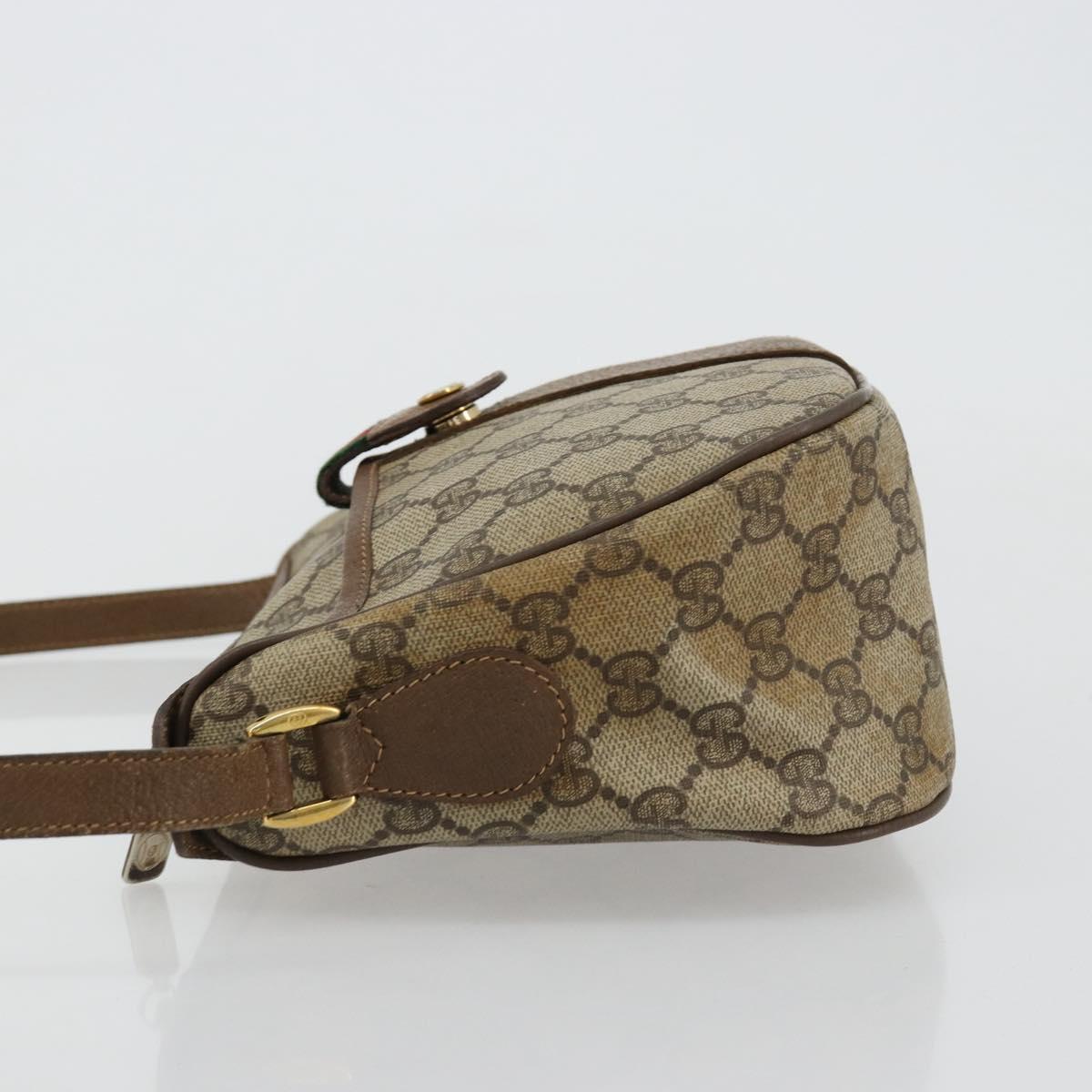 GUCCI GG Supreme Web Sherry Line Bag PVC Beige Gold 56 02 032 Auth BA13275