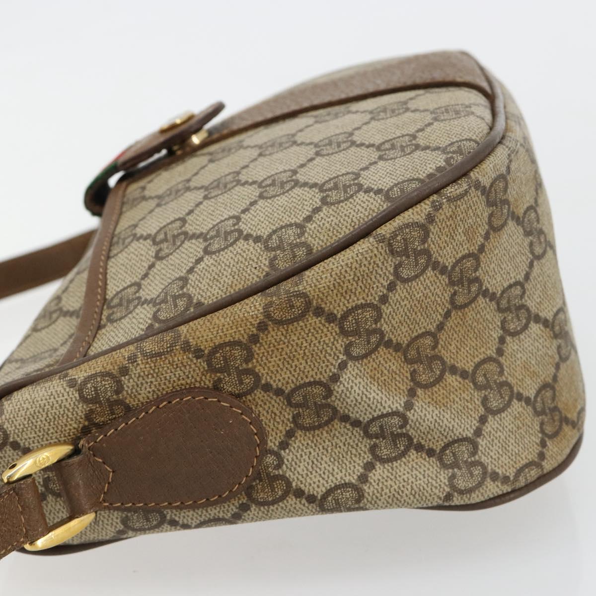 GUCCI GG Supreme Web Sherry Line Bag PVC Beige Gold 56 02 032 Auth BA13275