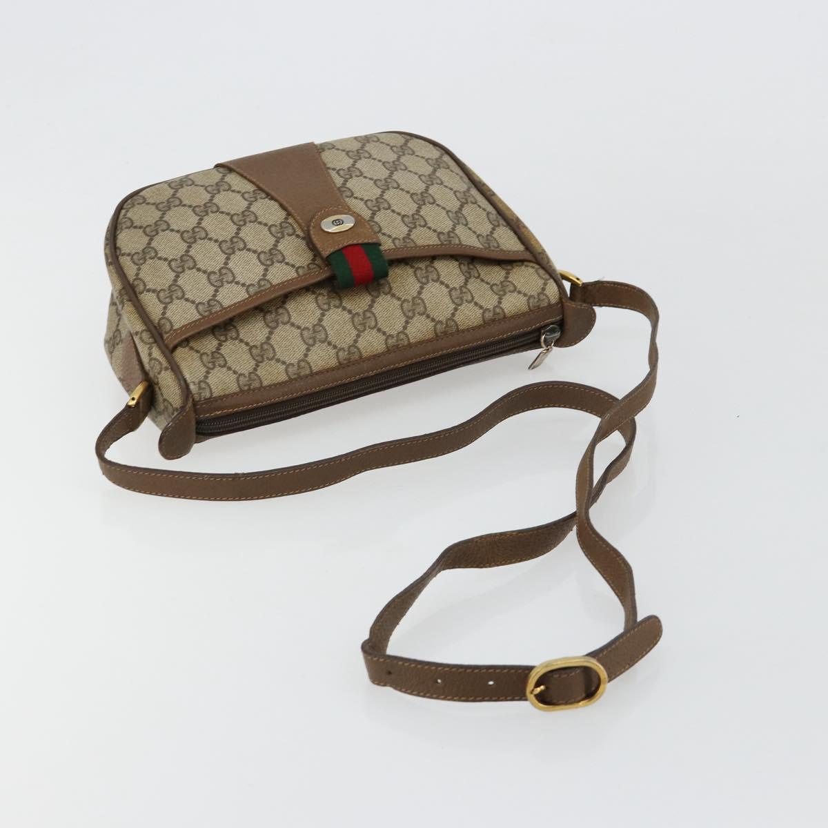 GUCCI GG Supreme Web Sherry Line Bag PVC Beige Gold 56 02 032 Auth BA13275