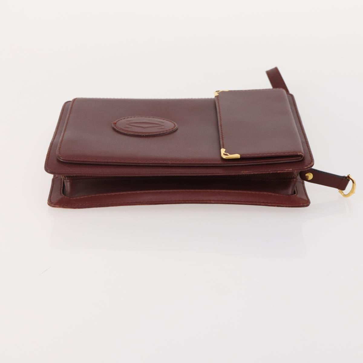 CARTIER Must Line Shoulder Bag Leather 2 Set Bordeaux Auth BA13277