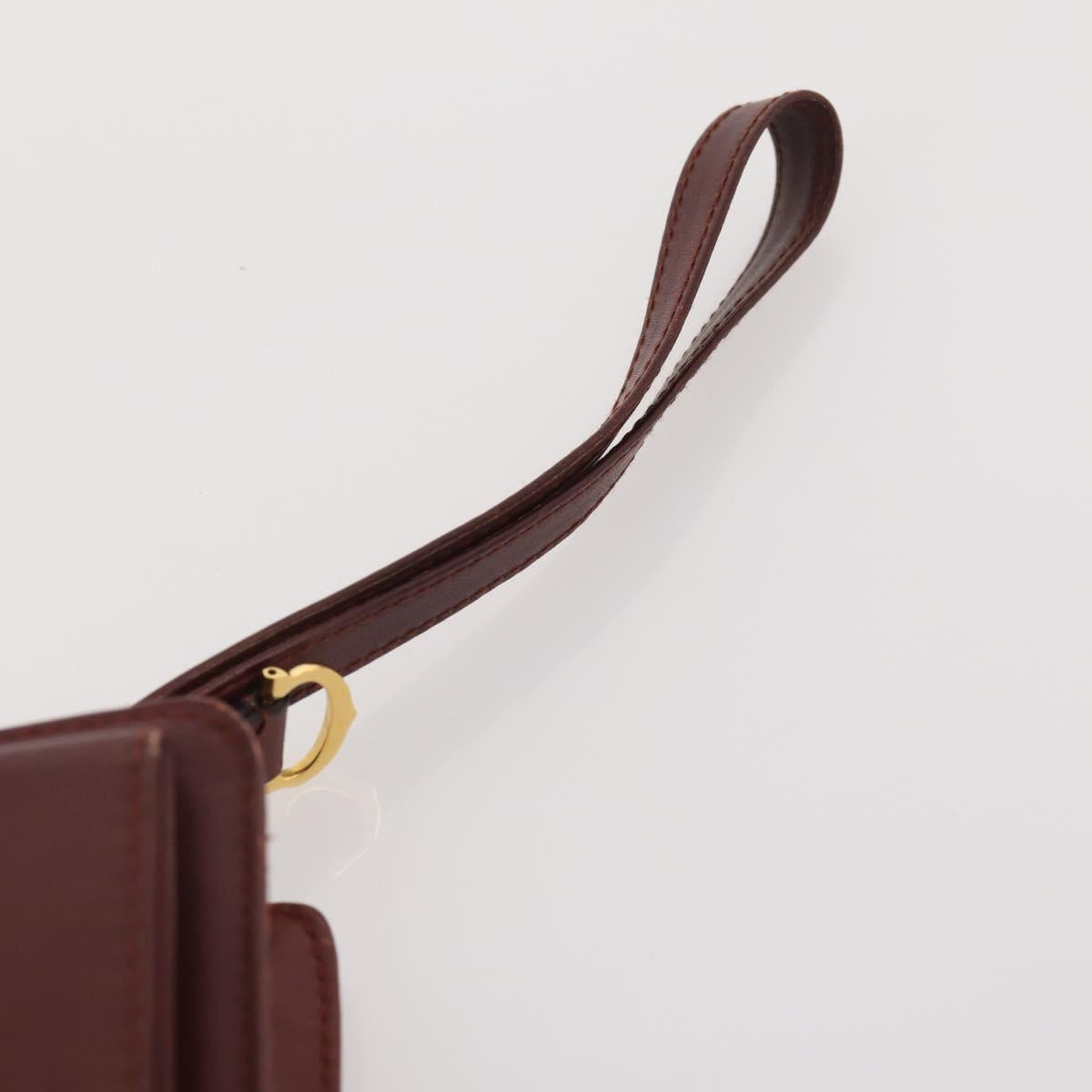 CARTIER Must Line Shoulder Bag Leather 2 Set Bordeaux Auth BA13277