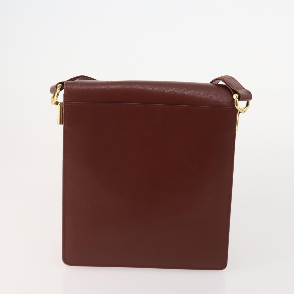 CARTIER Must Line Shoulder Bag Leather 2 Set Bordeaux Auth BA13277
