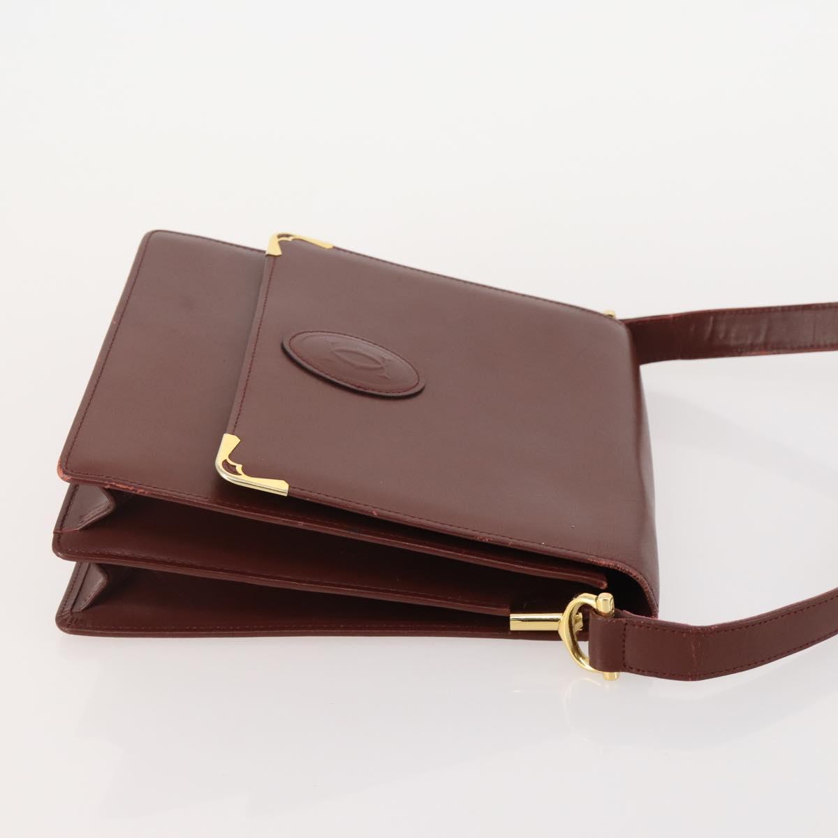 CARTIER Must Line Shoulder Bag Leather 2 Set Bordeaux Auth BA13277