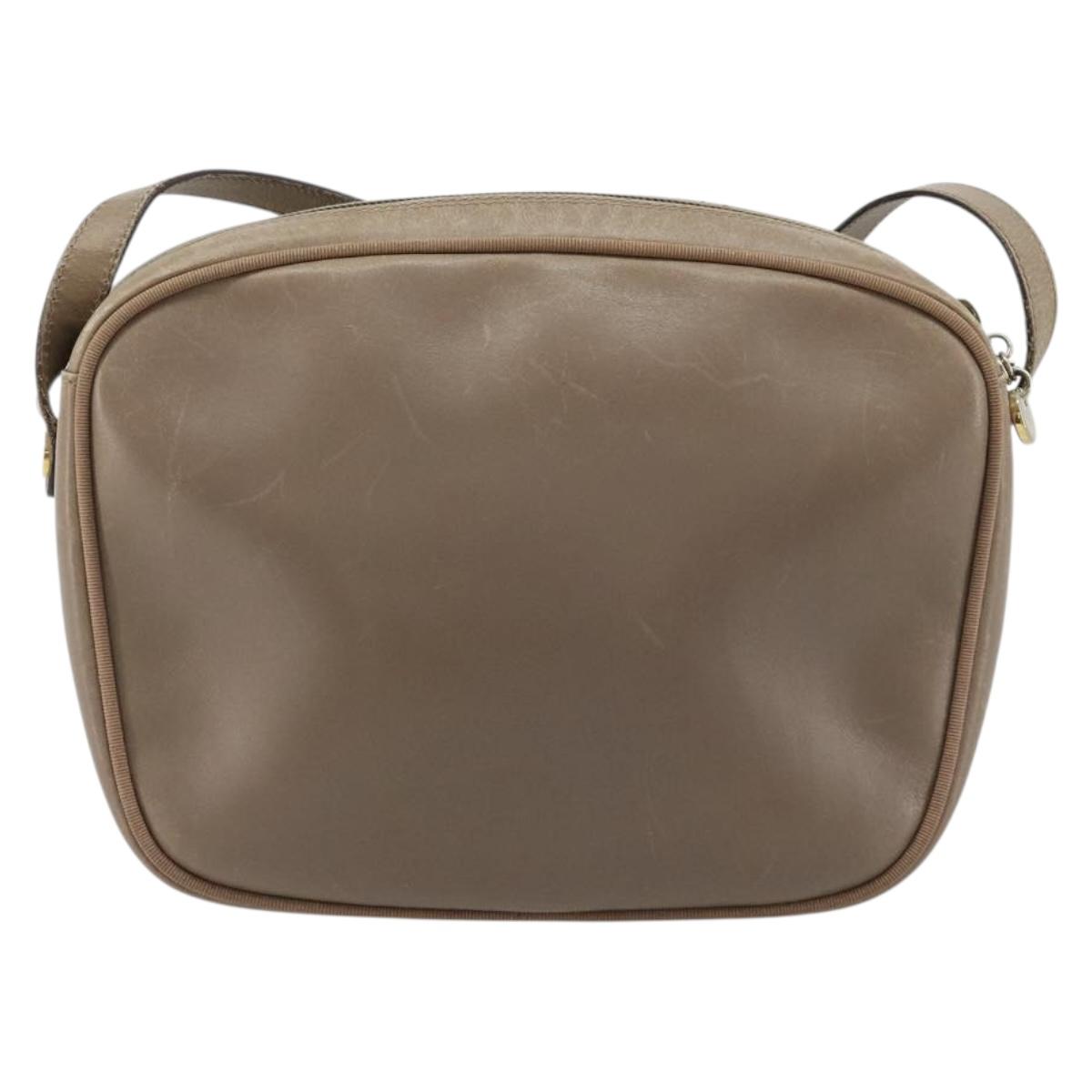 Salvatore Ferragamo Vala Shoulder Bag Leather Beige Gold Auth BA13281