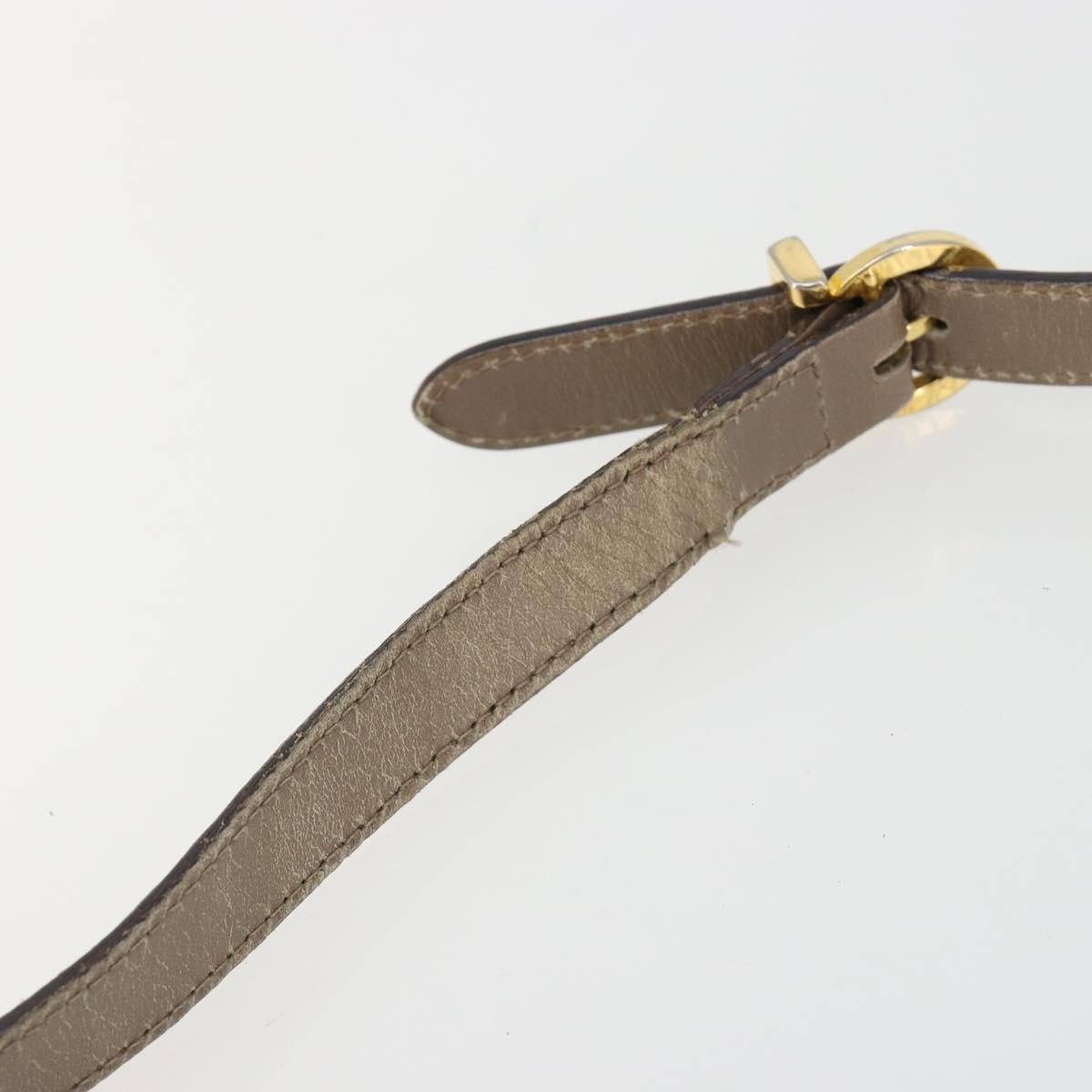 Salvatore Ferragamo Vala Shoulder Bag Leather Beige Gold Auth BA13281
