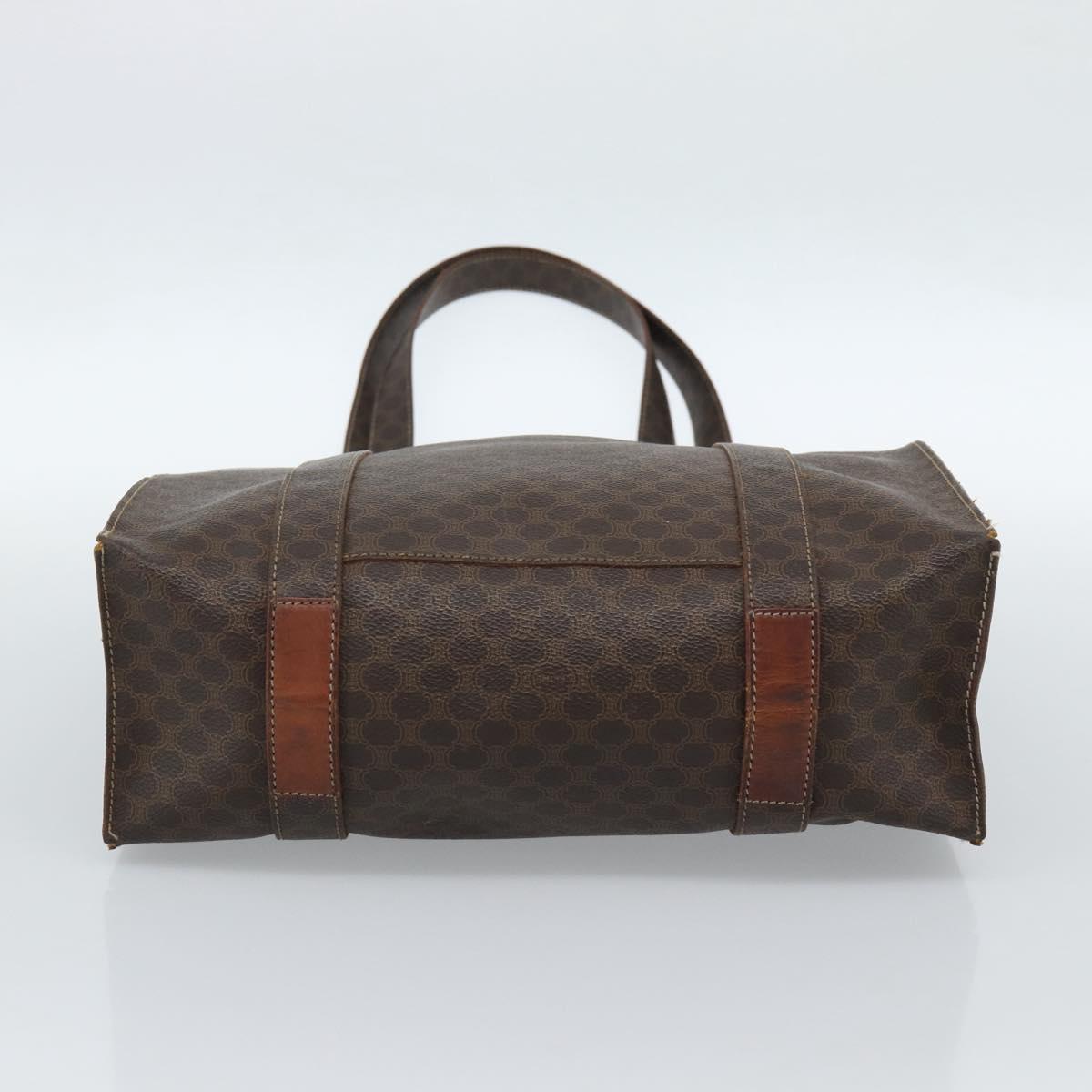 CELINE Macadam Canvas Tote Bag PVC Leather Brown Gold Auth BA13283