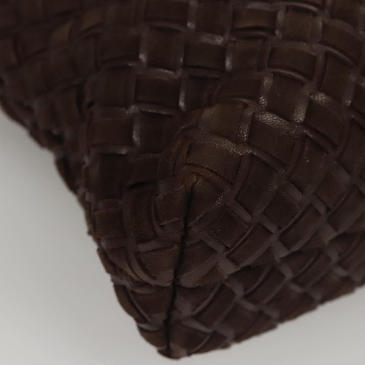 BALLY Quilted Hand Bag Leather Dark Brown Gold Auth BA1329