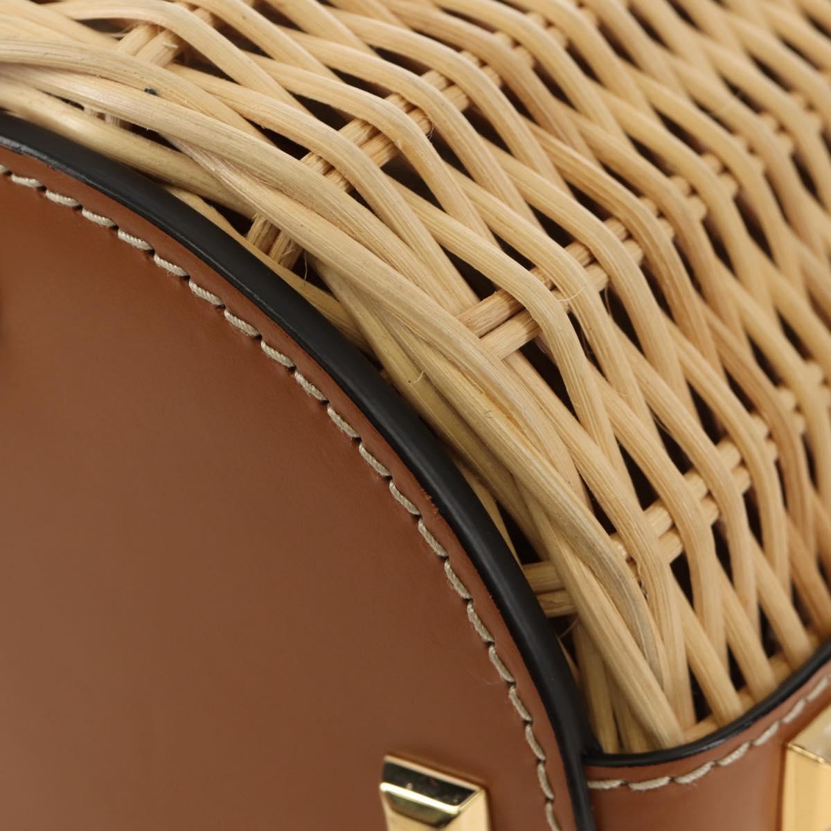 Salvatore Ferragamo Gancini Straw Bag Raffia Beige Gold Auth BA13293SM