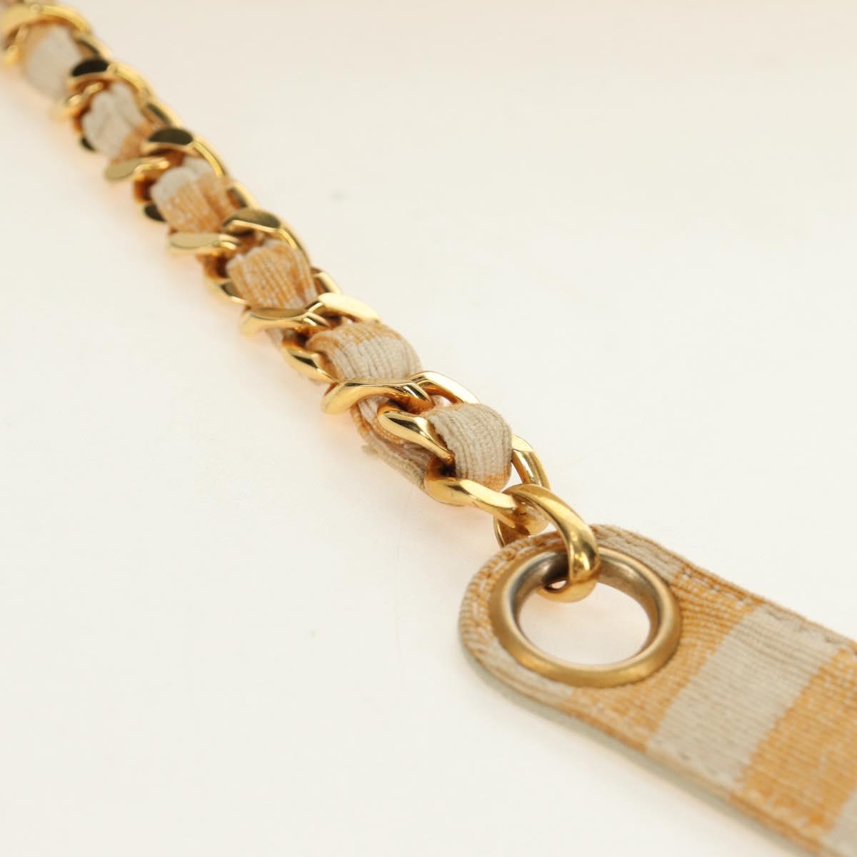 CHANEL Matelasse Chain Shoulder Bag Canvas Beige Gold CC Auth BA13294M