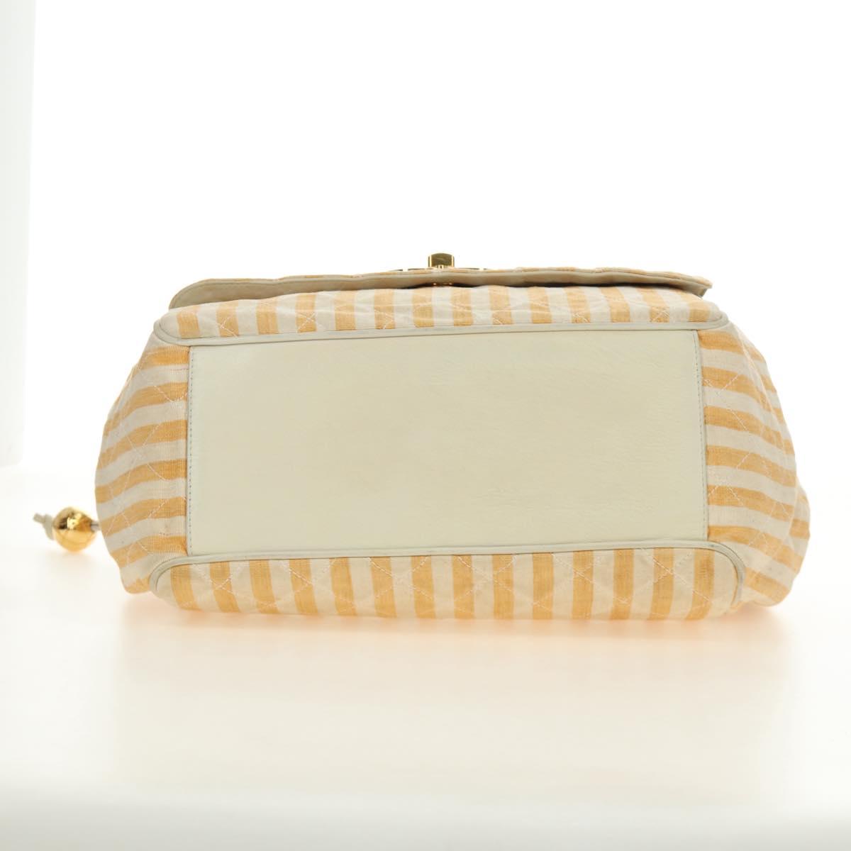 CHANEL Matelasse Chain Shoulder Bag Canvas Beige Gold CC Auth BA13294M