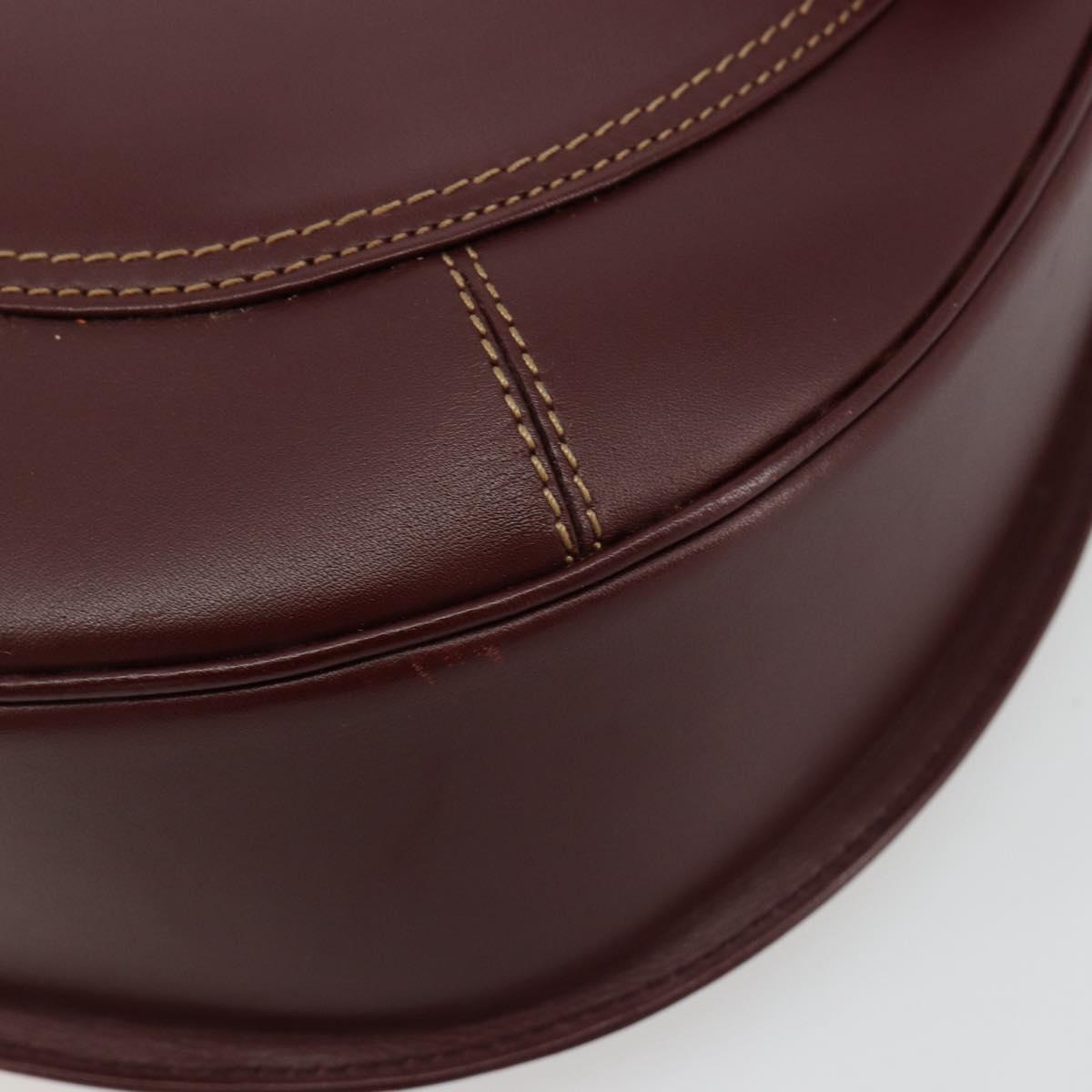 CARTIER Must Line Shoulder Bag Leather Bordeaux Gold Auth BA13302A
