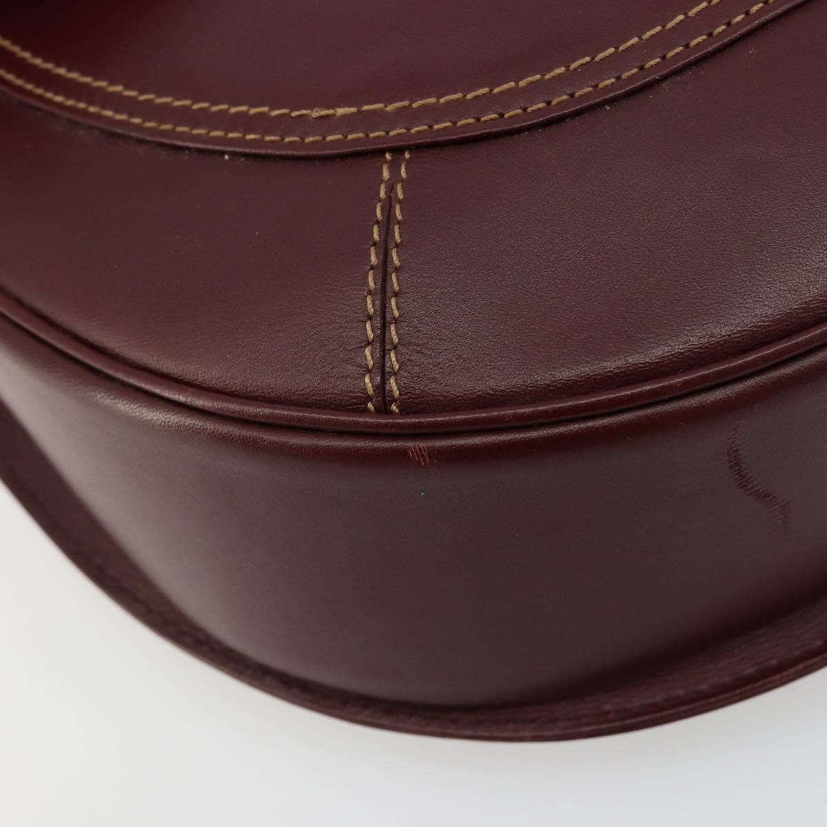 CARTIER Must Line Shoulder Bag Leather Bordeaux Gold Auth BA13302A