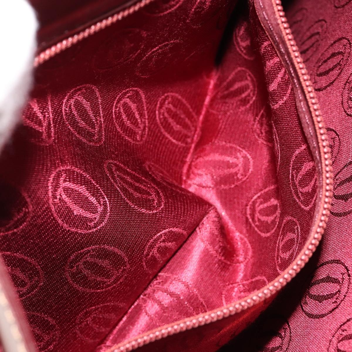 CARTIER Must Line Shoulder Bag Leather Bordeaux Gold Auth BA13302A