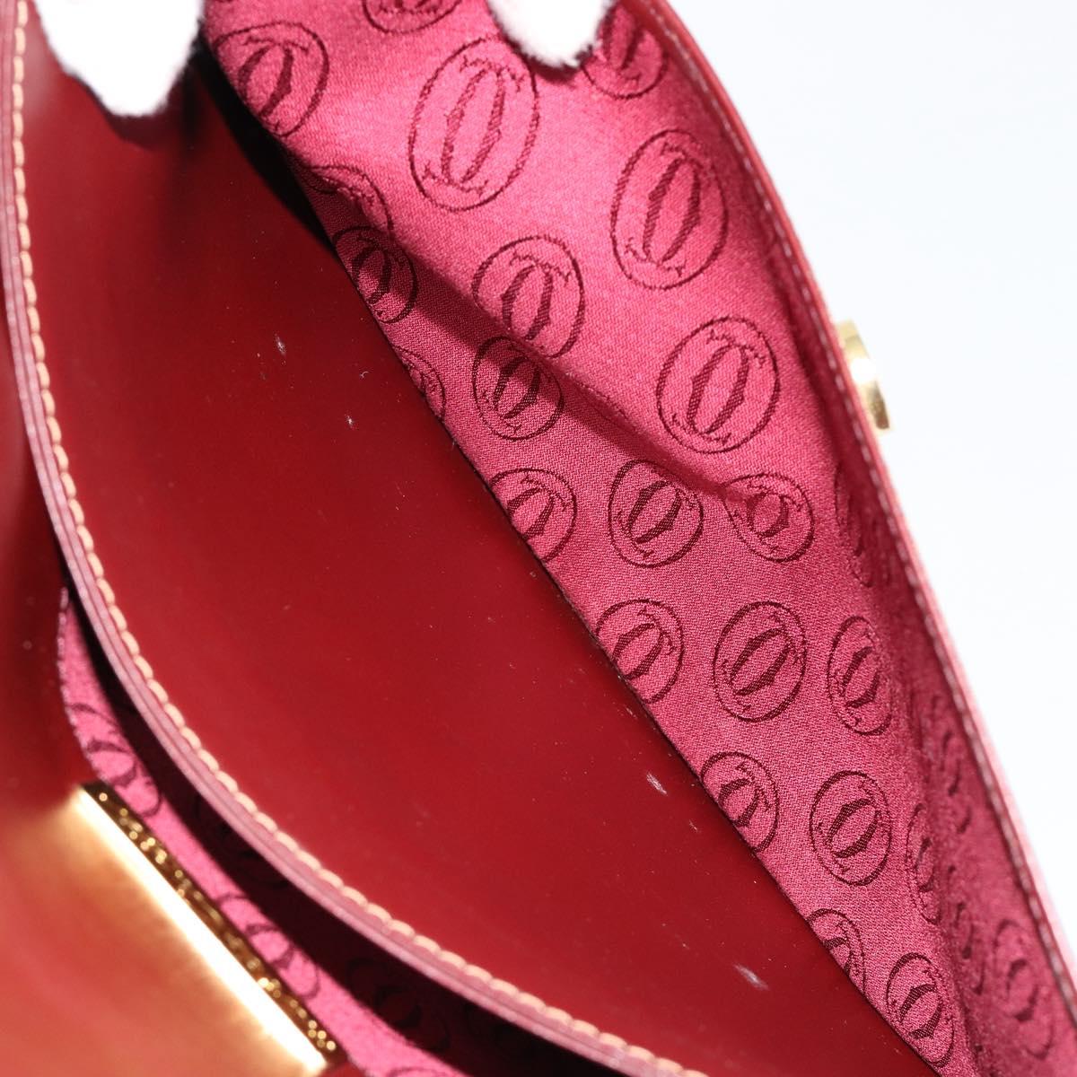 CARTIER Must Line Shoulder Bag Leather Bordeaux Gold Auth BA13302A